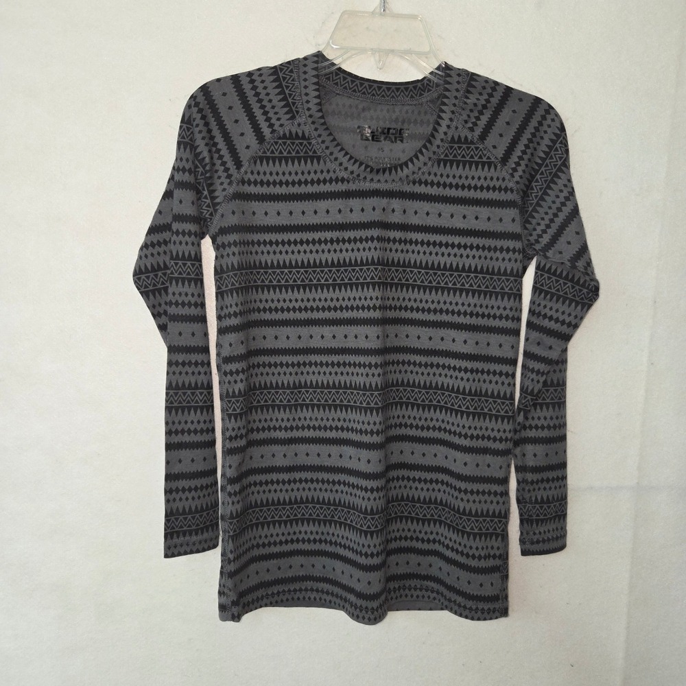 Guide Gear Women's Gray‎ Black Geometric Print Long Sleeve Thumbhole Top Size S